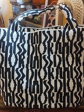 Mini Black & White Patterned Tote Bag